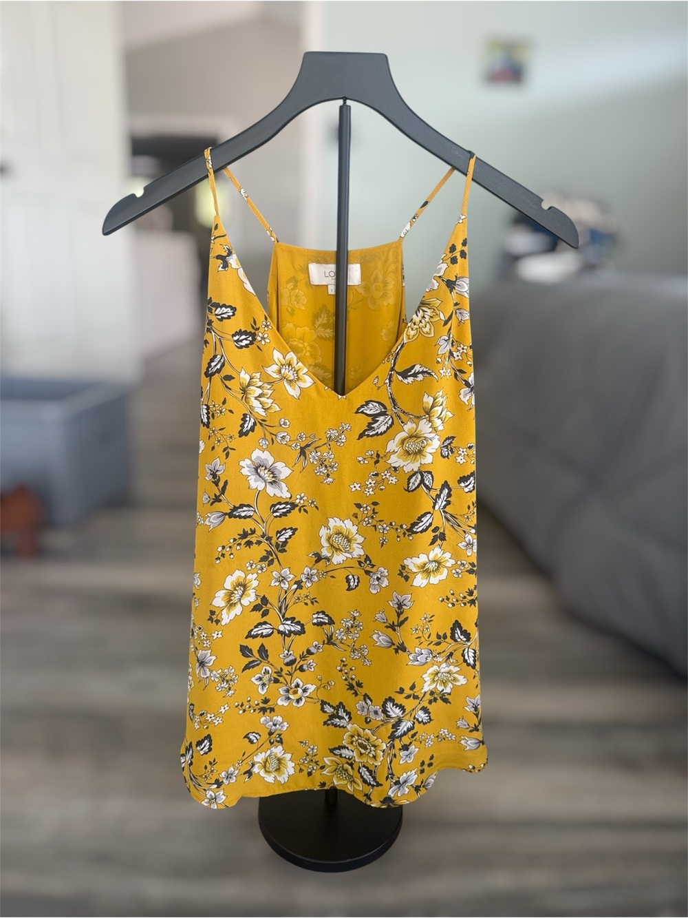 LOFT Mustard Yellow Floral Spaghetti-Strap Cami
